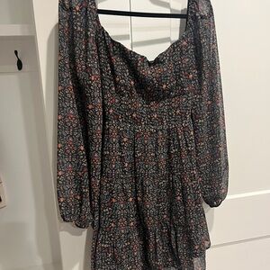 Altar'd State Black Floral Long Sleeve Dress